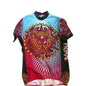 Primal Wear Cycling Jersey Tribal Graphic Bike Shirt Full Zip Short Sleeve Mens